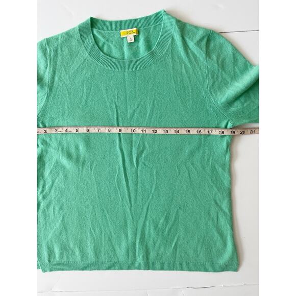 J Crew Cashmere Sweater Pullover Women L Spring Green Crew Neck Slim Fit - Picture 4 of 8